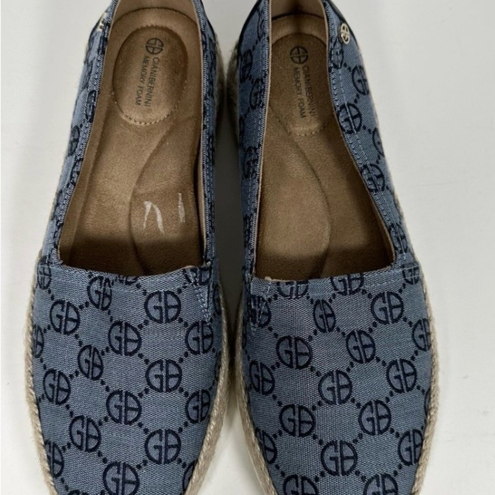 Giani Bernini Blue Monogram Canvas Espadrilles